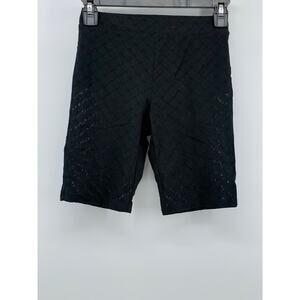 OPEN EDIT Women's Black Floral Lace Elastic Waist Mesh Biker Shorts SZ XS